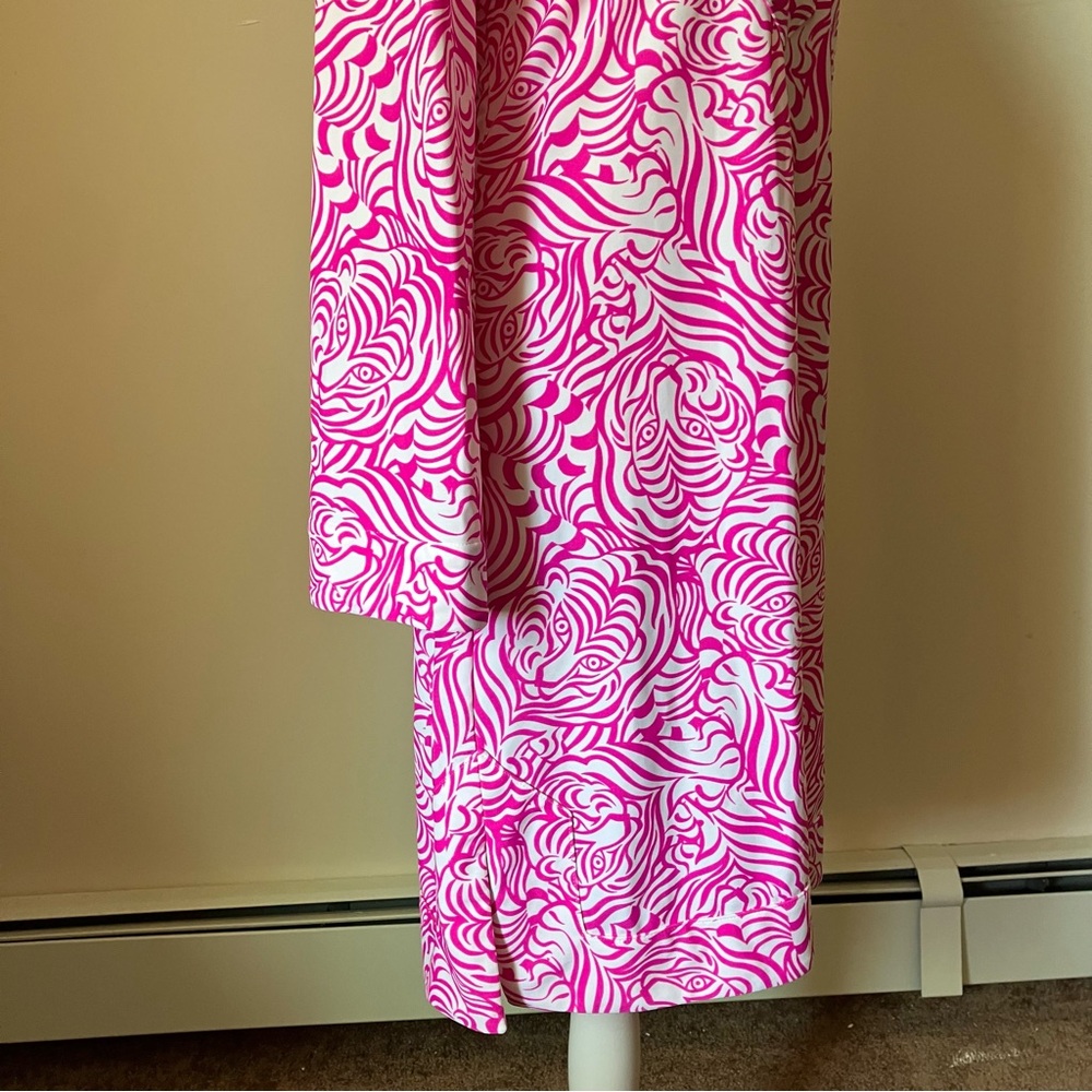 Jude Connally Pink/White Hidden Tiger Long Sleeve Collared Dress size Small - Picture 5 of 10